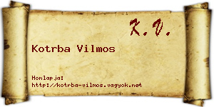 Kotrba Vilmos névjegykártya