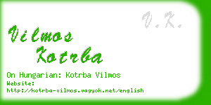 vilmos kotrba business card